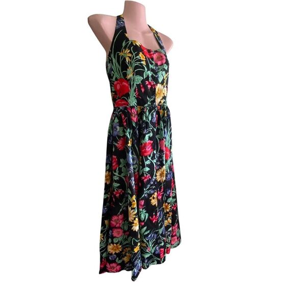 Vintage Together Dress Womens 8 Floral Halter Sundress 90s Retro Summer Casual - Picture 2 of 6